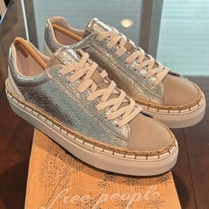 Free People Silver and Tan Women's Scotty Sneaker